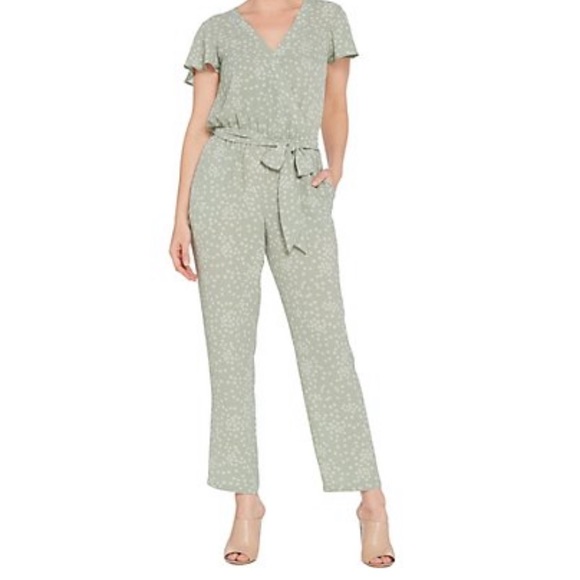 Vince Camuto Pants - Vince Camuto short-sleeve ditsy belted jumpsuit 8